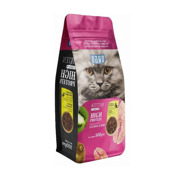 Orgo Dry Cat Food with Salmon & Kiwi for Kittens (2-12 Months) 500gm