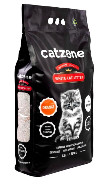 Catzone White Bentonite Clumping Cat Litter Orange Scent 10k