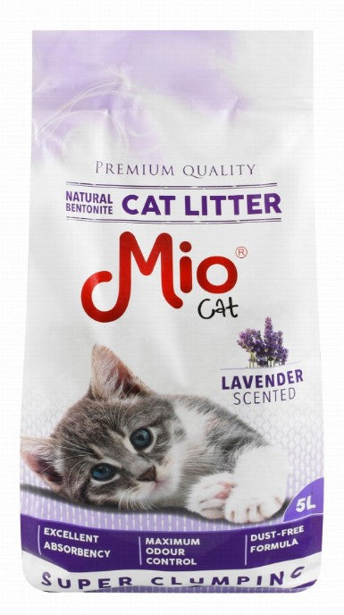Mio Bentonite Super Clumping Cat Litter Lavender Scent - dust free5 L