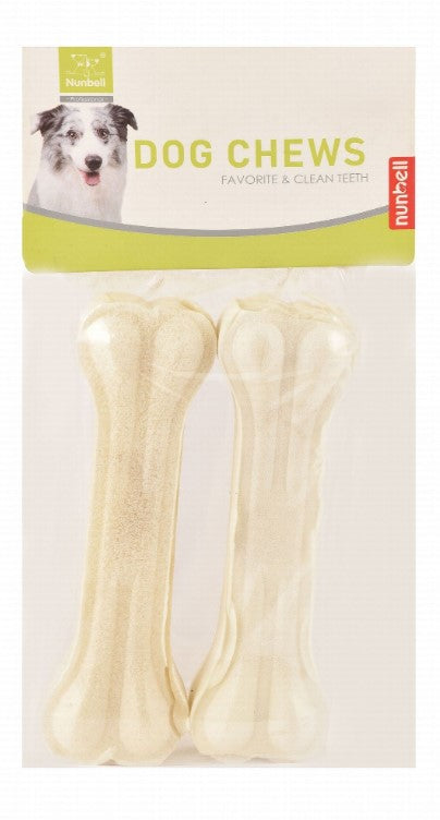 Nunbell White Bone Shaped Chew Dog Toy2 per pack