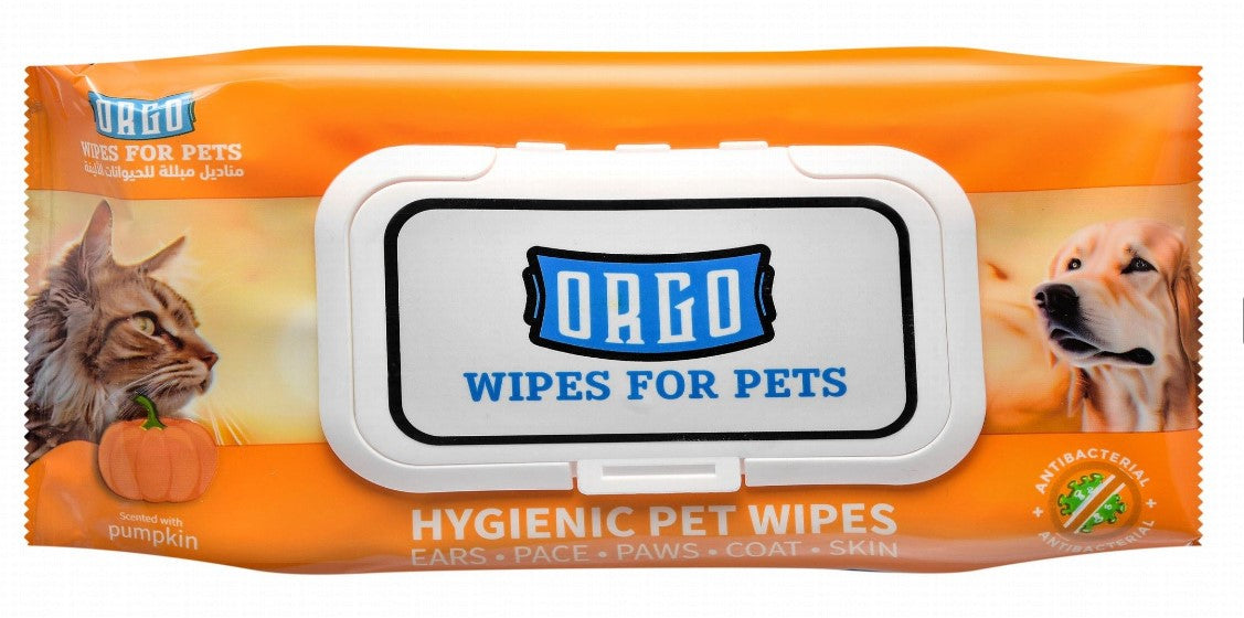 Orgo Pet Wet Wipe Glove Pumpkin Scent 48 wipes