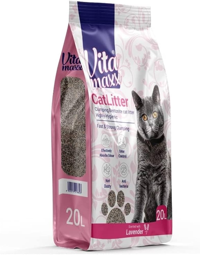 Vita Maxx Antibacterial Bentonite Clumping Cat Litter lavander Scent 20L