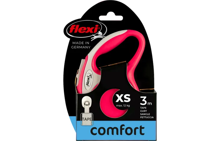 Flexi comfort xsmall white & red 3m Retractable Tape Leash for Dogs (Up to 12kg)