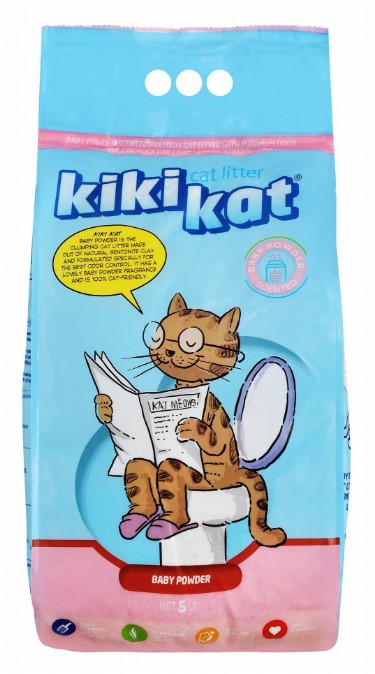 Kiki Kat Bentonite Clumping Cat Litter Baby Powder Scent 5 L