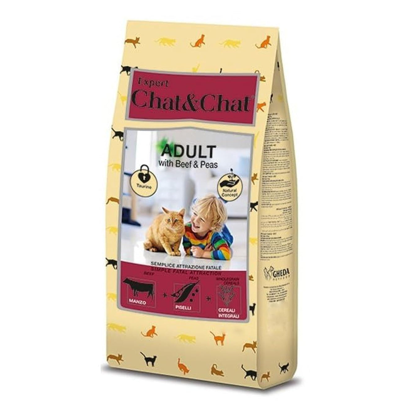 Chat&Chat Dry Food with Beef & Peas for Adult Cats 900g