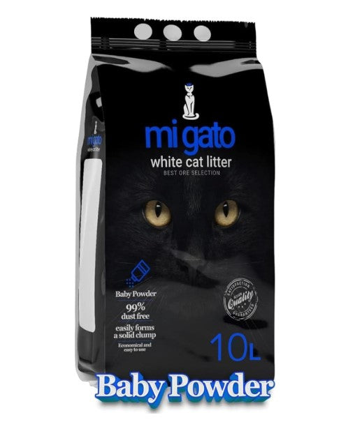 Mi Gato White Clumping Cat Litter Baby Powder Scent10 kg