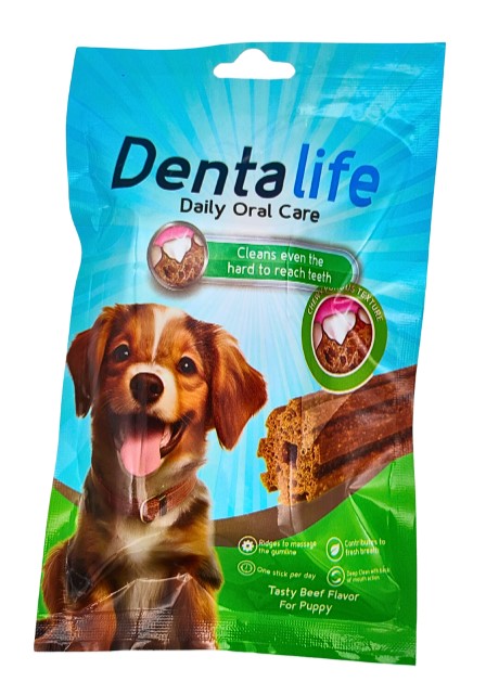 rich Dentalife Stick Treats Beef Flavor for Puppies