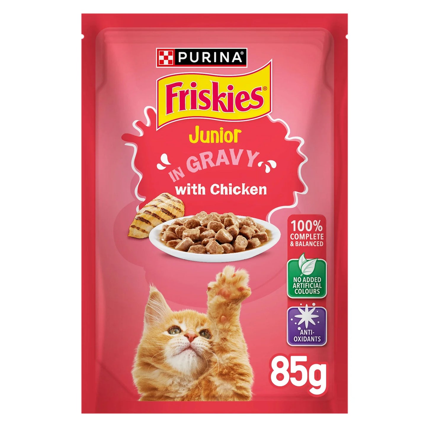 Purina Friskies Junior Wet Cat Food with Chicken in Gravy for Kittens 85G