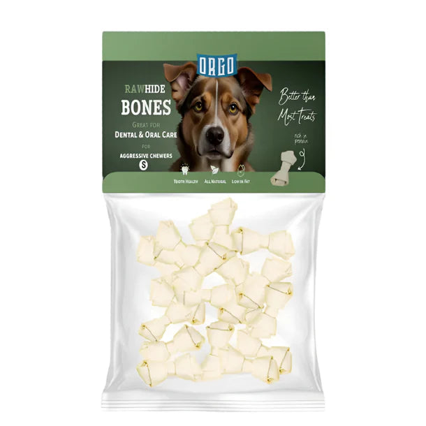 Orgo Small White Rawhide Bone Dog Chew Treats 100 gr