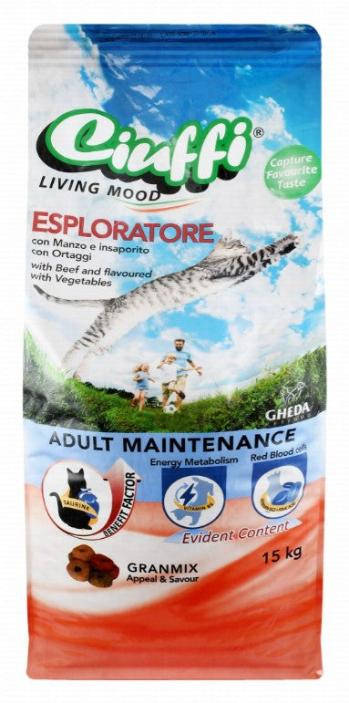 ciuffi dry food for cat with beef 15kg