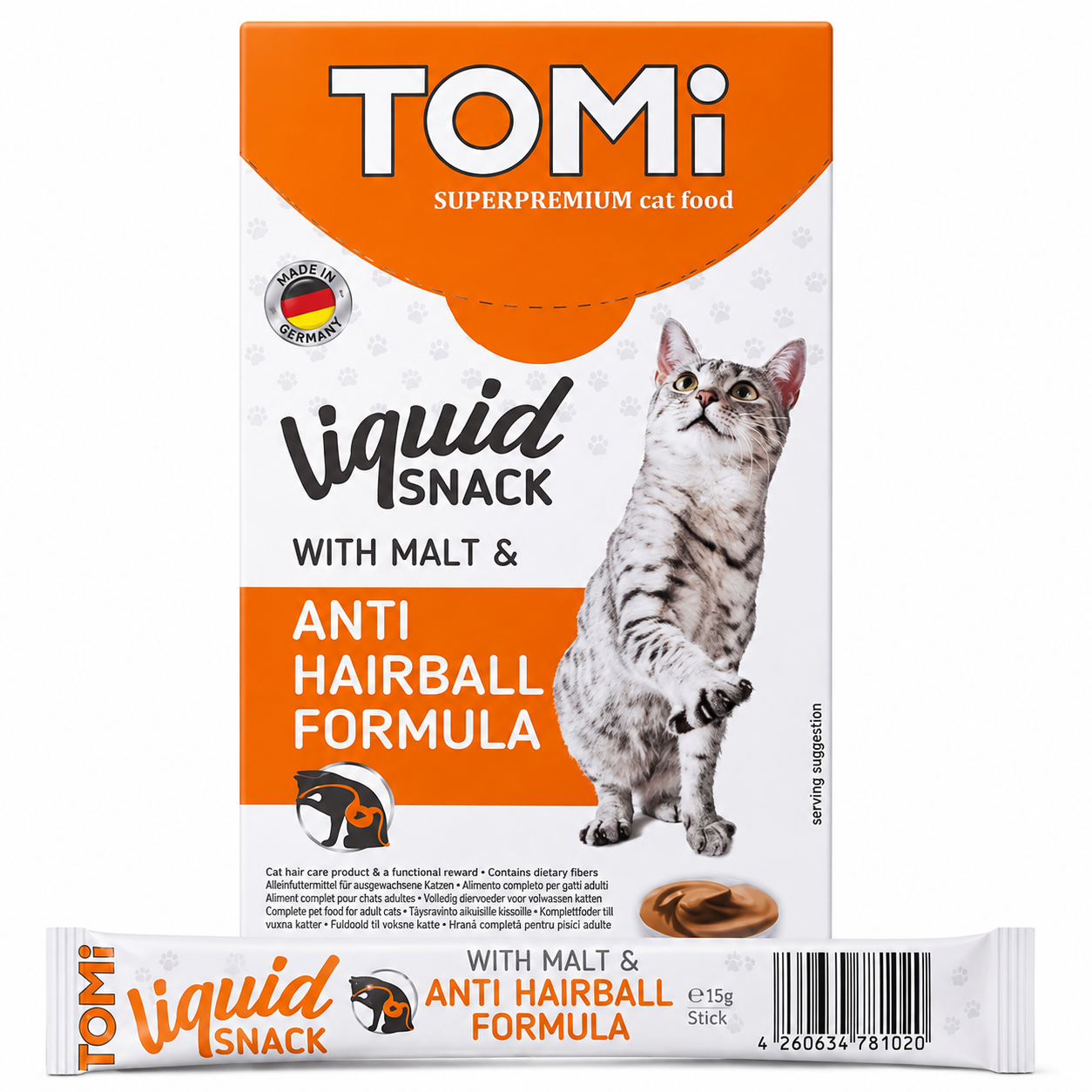 Tomi liquid snack hair ball with Malt treat for cat 15g 1pcs