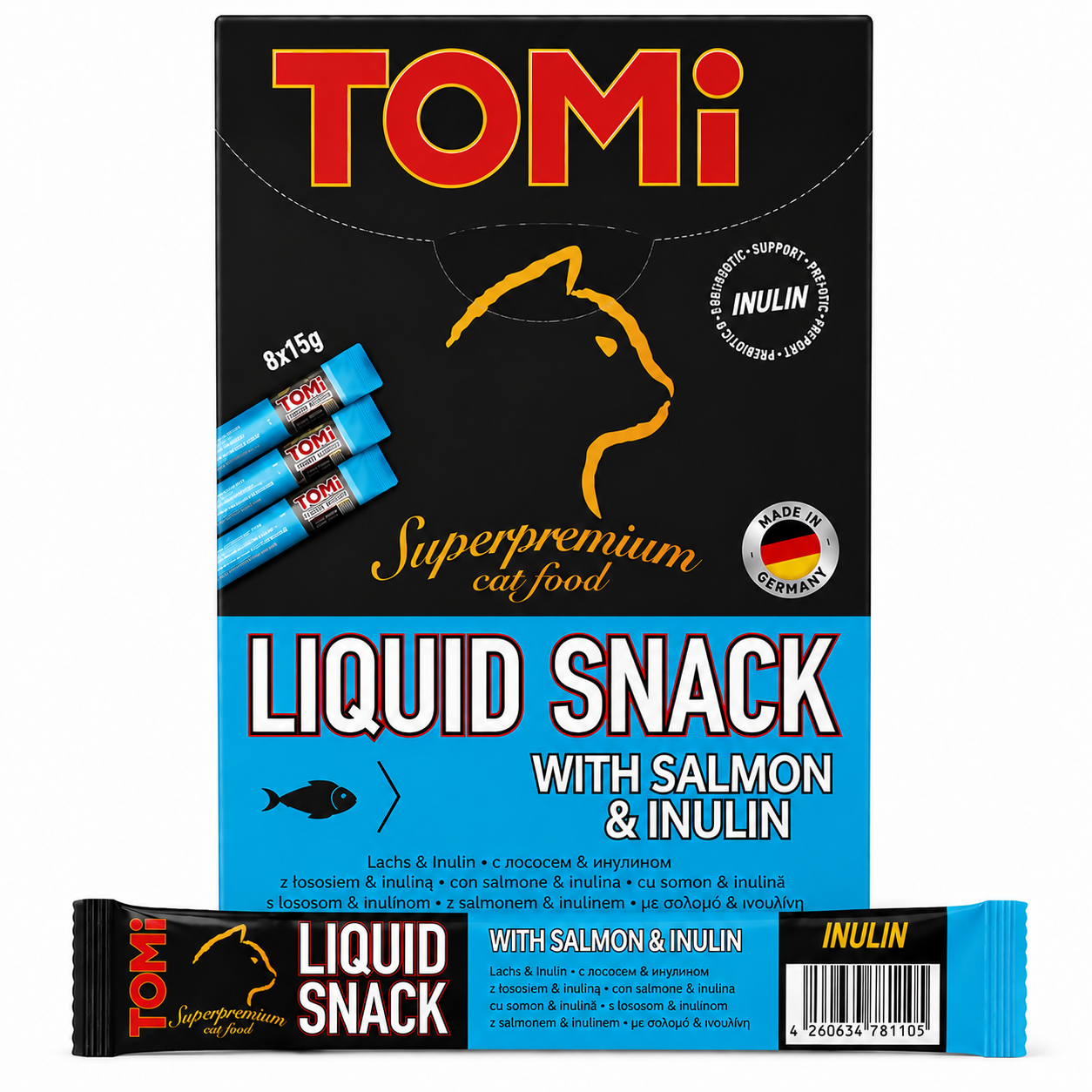 Tomi liquid snack with salmon & inulin treat for cat 15g 1pcs