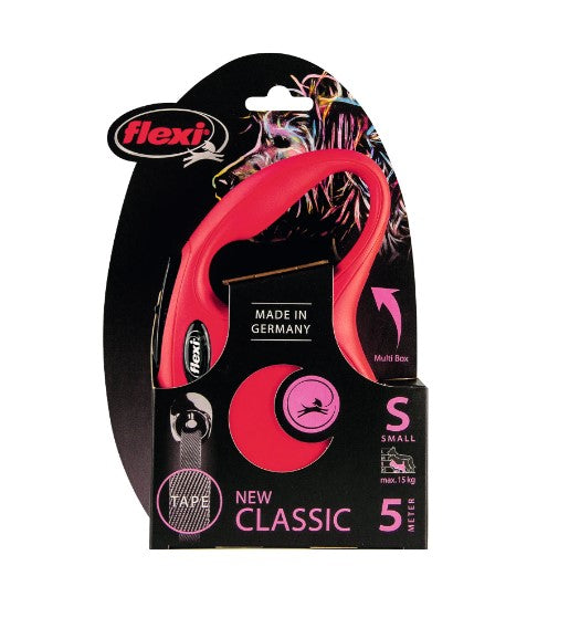 Flexi Classic Small Red 5m Retractable Tape Leash for Dogs (Up to 15kg)