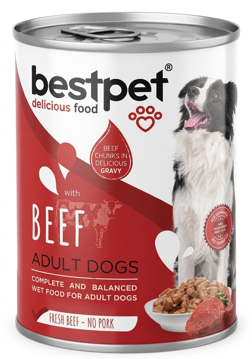 Bestpet Wet Food Chunks with Beef in Gravy for Adult Dogs 400gm