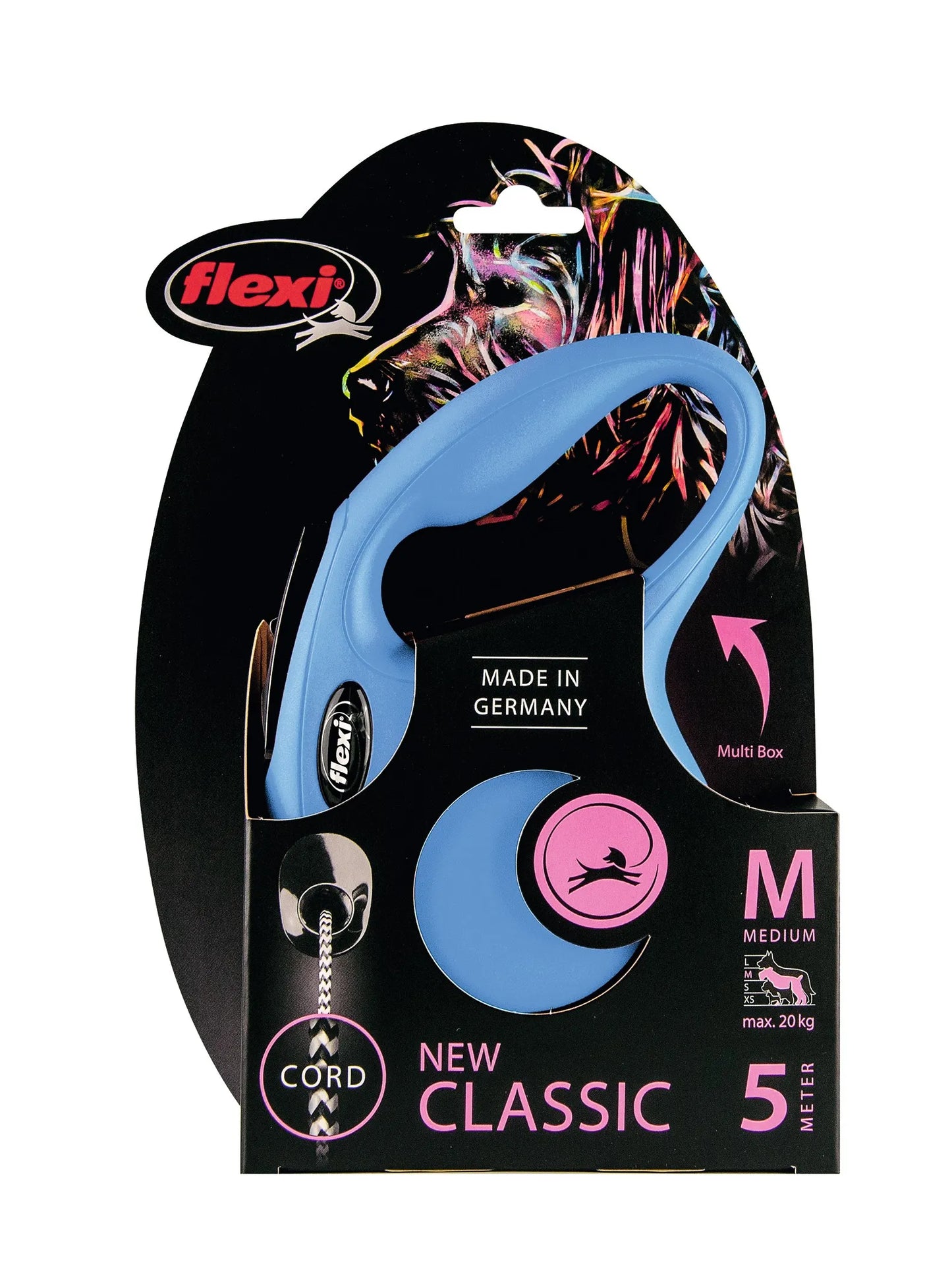 Flexi Classic medium blue 5m Retractable Tape Leash for Dogs (Up to 25kg)