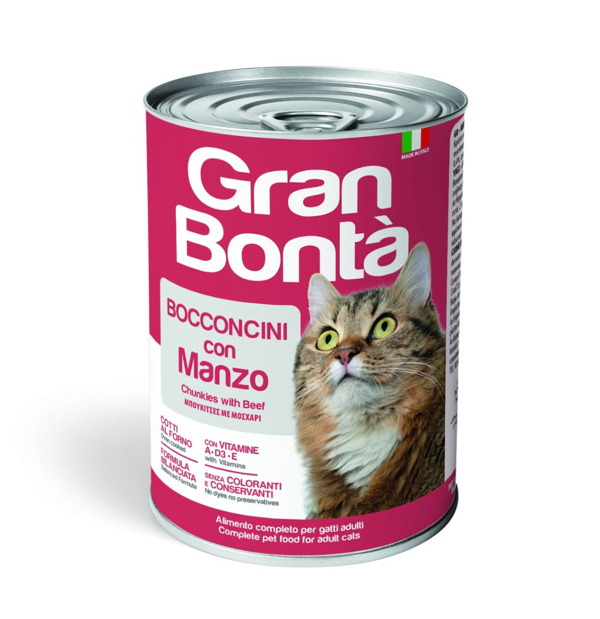 Gran Bonta wet food chunks with beef for adult cat 400g