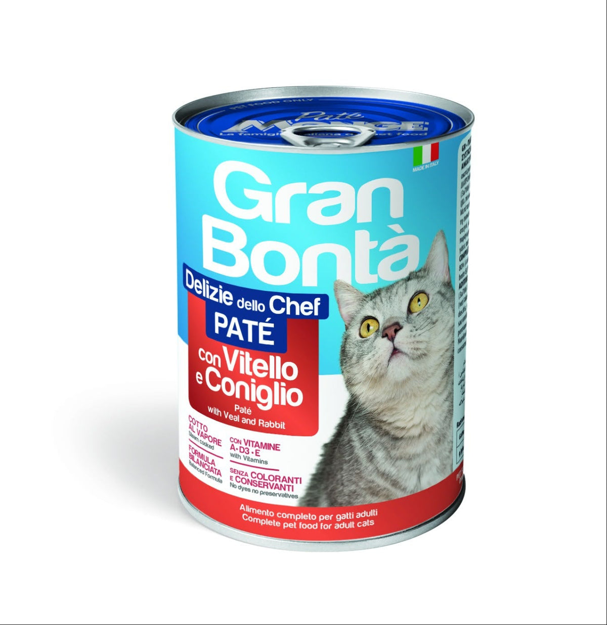 Gran Bonta wet food pate with veal and rabbit for adult cat 400g