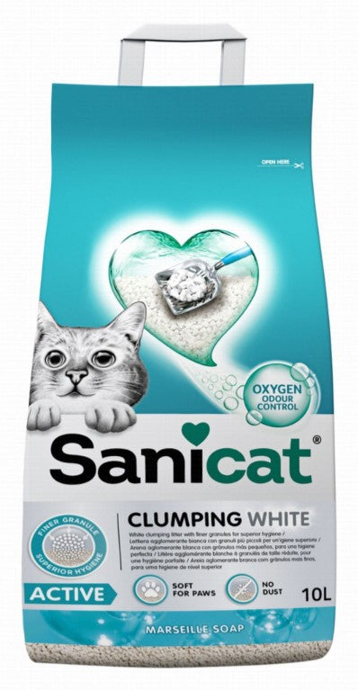 Sani cat clumping white active Marseille soap 10L