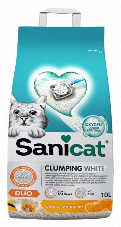 Sanicat White Clumping Cat Litter Vanilla & Mandarin Scent 10 L