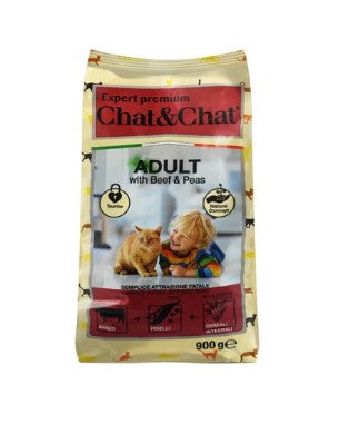 Chat&Chat Dry Food with Beef & Peas for Adult Cats 900g