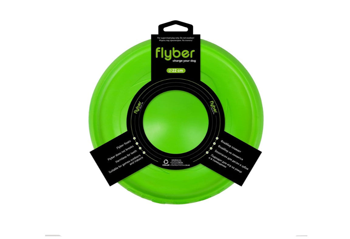 Flyber Green 22cm 2in1 Flying Disk Dog Fetch Toy 1 pcs