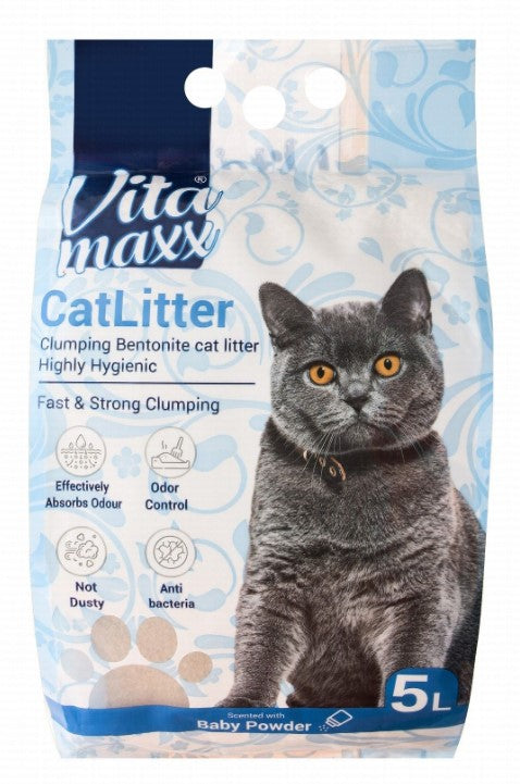 Vita Maxx Bentonite Clumping Cat Litter Baby Powder Scent 5L