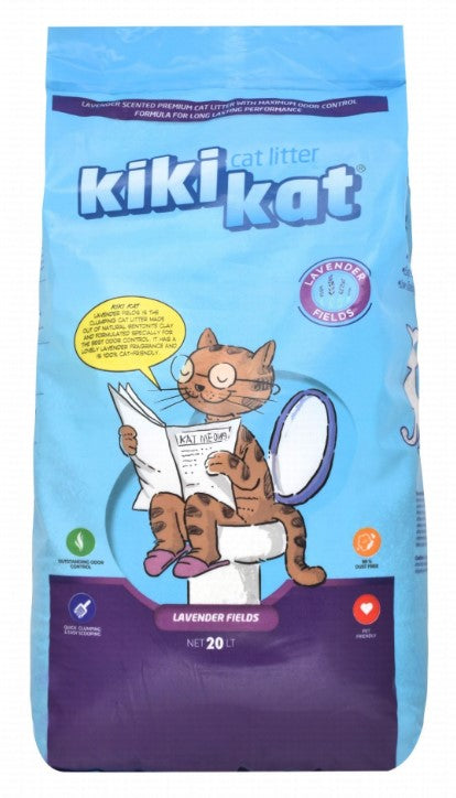 Kiki Kat Bentonite Clumping Cat Litter Lavender Scent 20L