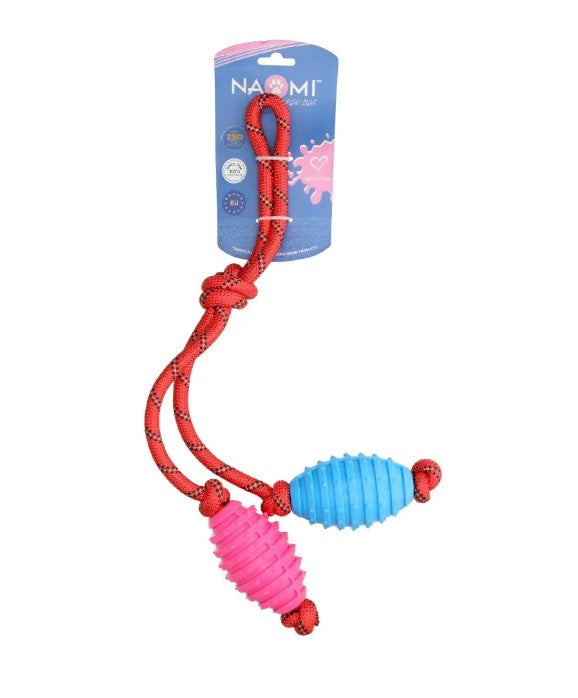 Naomi blue & pink rope dog tug toy