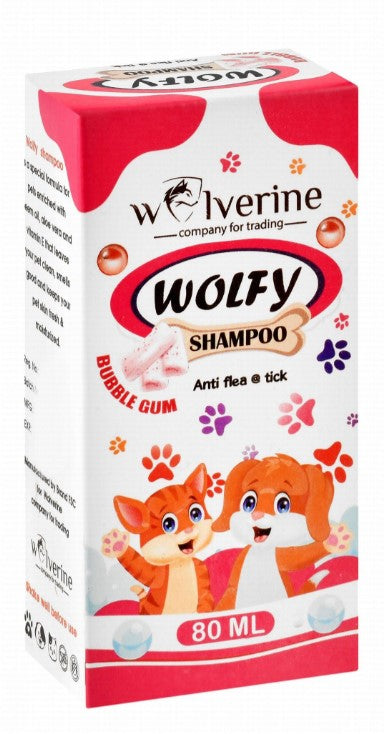 Wolverine Wolfy Anti-Flea & Tick Pet Shampoo Bubble Gum Scent 80ml