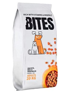 Bites Dry Food with Chicken Rice & Vegetables for Adult Dogs20 kg