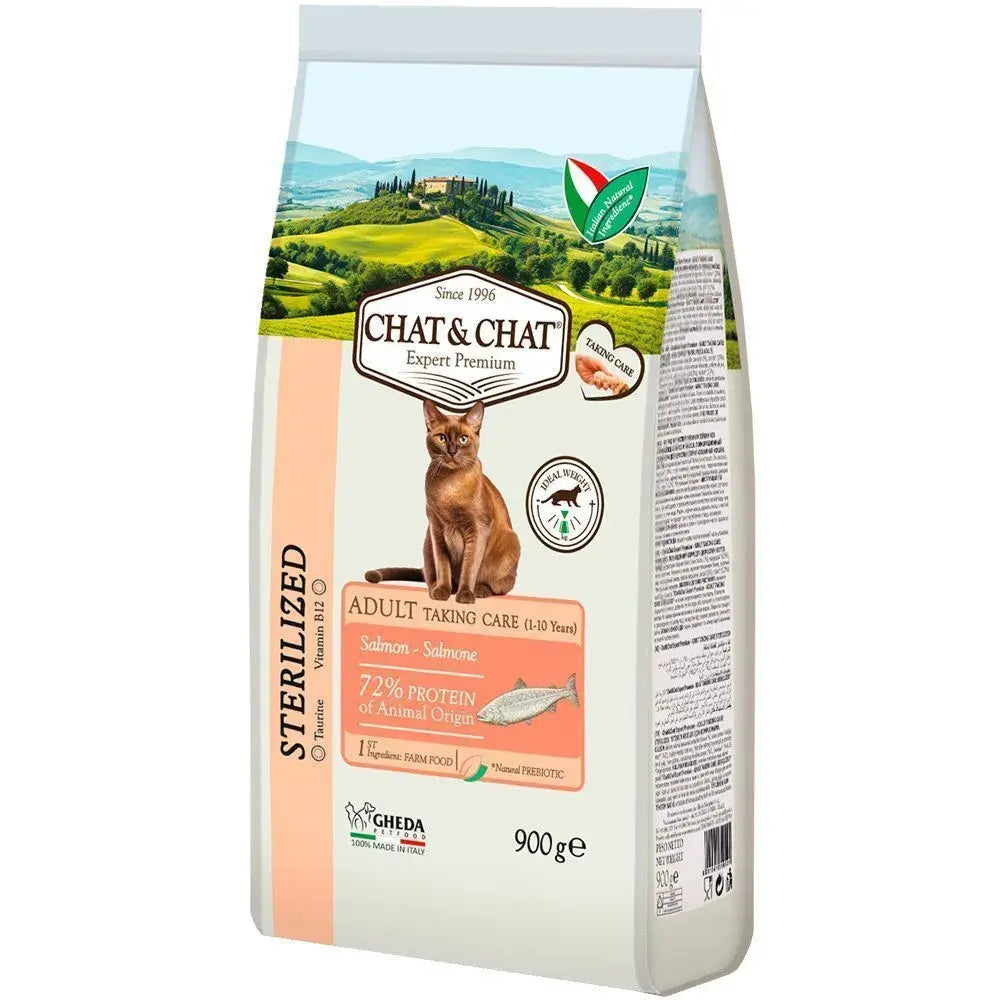 Chat&Chat Expert Dry Food with salmon for sterilized Cats 900G