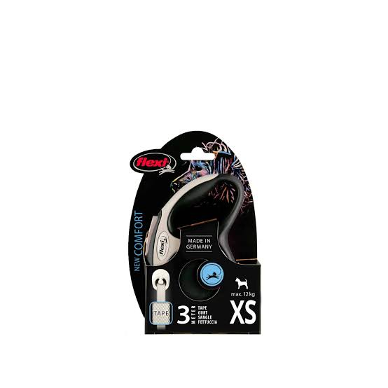 Flexi comfort xsmall black 3m Retractable Tape Leash for Dogs (Up to 12kg)