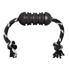 Soleil Black & White Toss-n-Floss Salami Shaped Dog Tug Toy with Cotton Rope