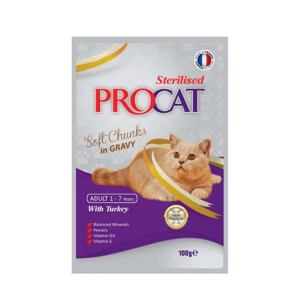 Procat wet food with turkey for sterilized cat 100g