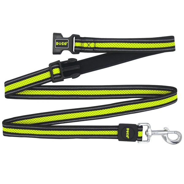 DOCO dog Leash L/M mesh LIME & black (180x2.5cm)
