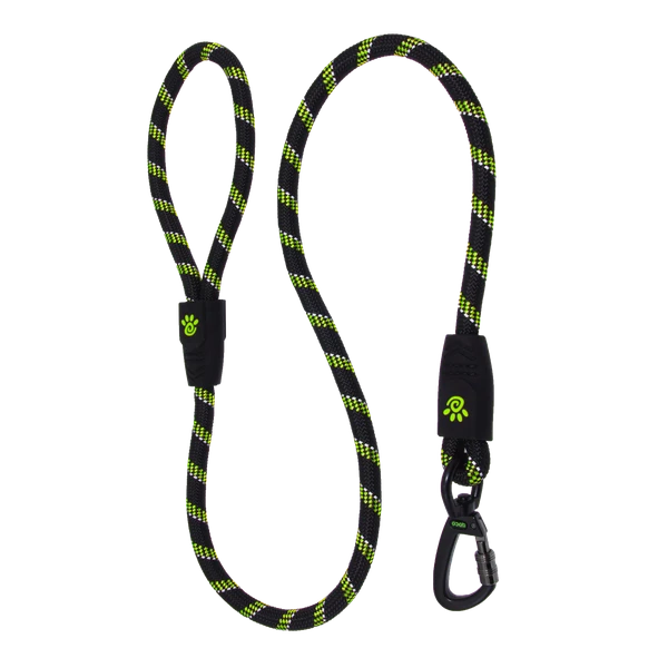 Doco Small Black & Green Reflective Rope Dog Leash (150x0.8cm)