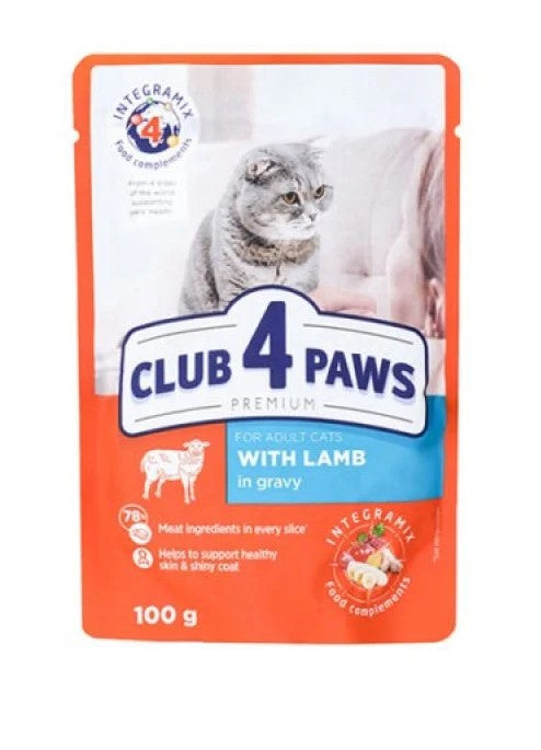 Club 4 Paws Wet Food with Lamb in Gravy for Adult Cats 100g
