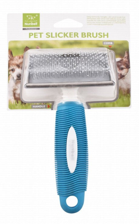 nunbell blue pet slicker brush