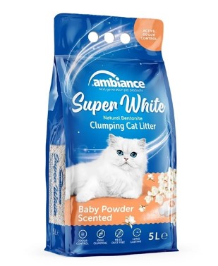 Ambiance White Bentonite Clumping Cat Litter Baby Powder Scent 5L