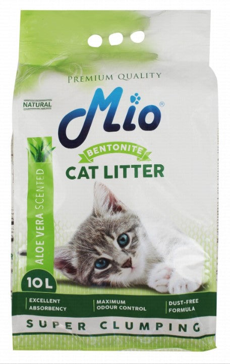 Mio Bentonite Clumping Cat Litter Aloe Vera Scent - dust free10 L