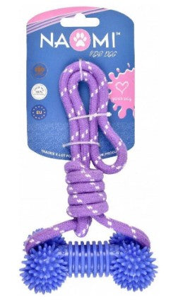 naomi blue&purple bone shaped dog tug toy with rope