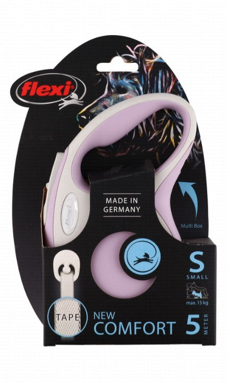 Flexi Comfort Small Gray & Purple 5m Retractable Tape Leash for Dogs (Up to 15kg)