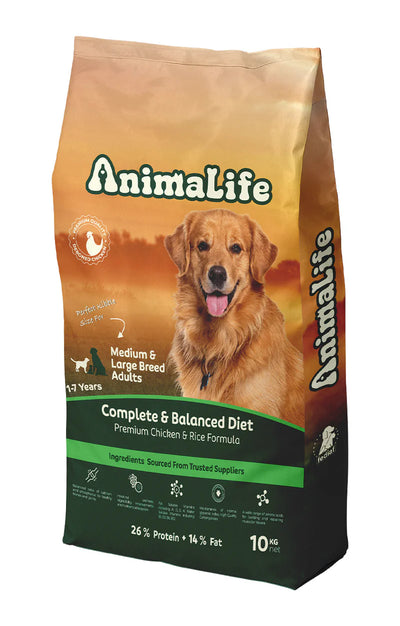 Animalife dry food with chicken for M dog 10K