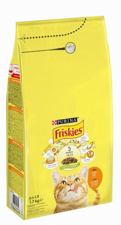 Purina Friskies Dry Food with Chicken & Vegetables for Adult Cats - artificial colorants free1.7 kg