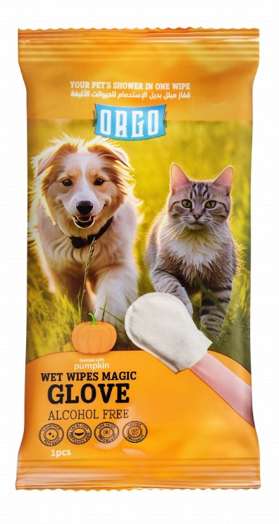 Orgo Pet Wet Wipe Glove Pumpkin Scent 1 wipes