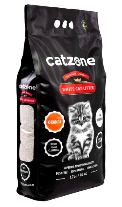 Catzone White Bentonite Clumping Cat Litter Orange Scent 10k