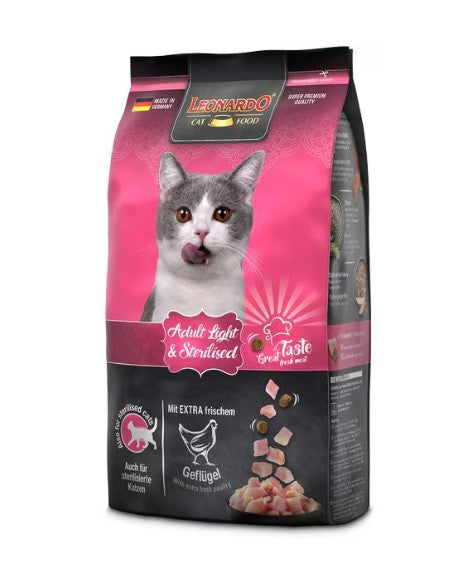 leonardo  dry cat food with poultry light 1.8kg