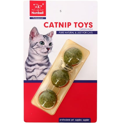nunbell catnip toys green rush 3 ball