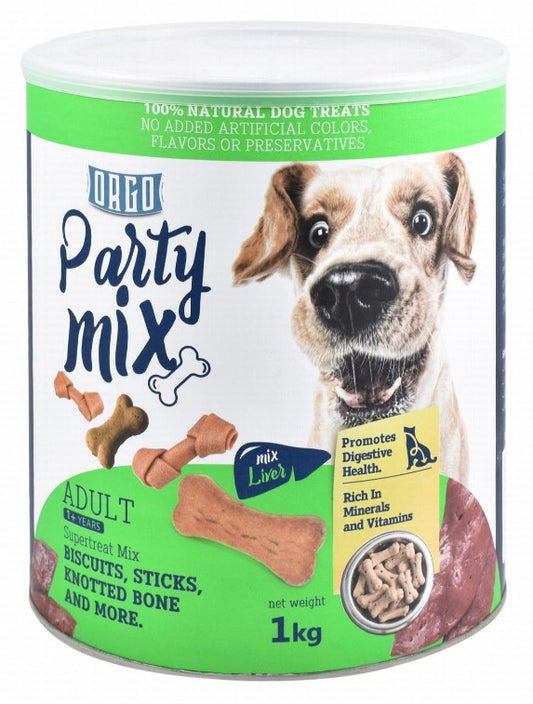 Orgo Party Mix Super Treats with Liver for Adult Dogs (1+ Years) - no added artificial colors  artificial flavors & artificial preservatives1 kg