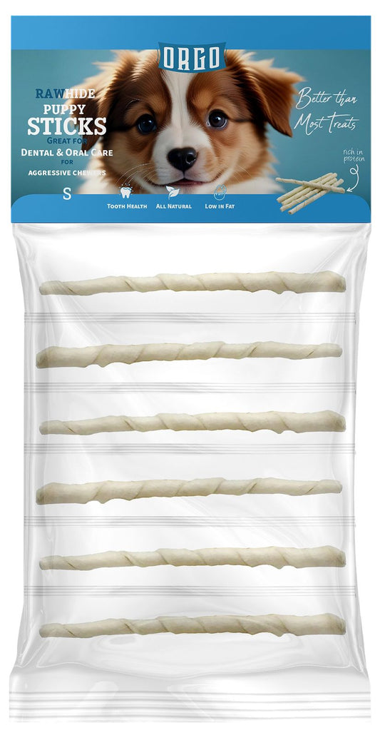 Orgo Small Rawhide Stick Dog Chew Treats 6 per pack